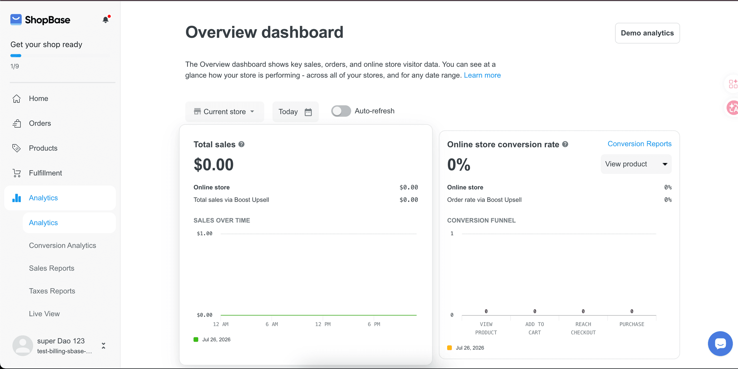 ShopBase merchant dashboard screenshot